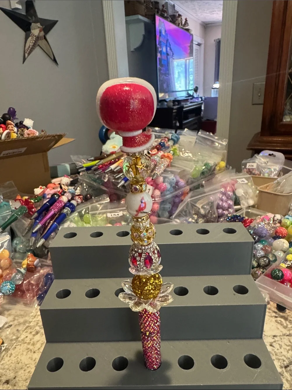 NWOT Disney Doorables Christmas Belle Beaded Pen Handmade by Me